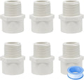 6PCS 1 Inch PVC Coupling Fittings White Slip to Male Thread PVC Pipe Fitting by HayEastdor