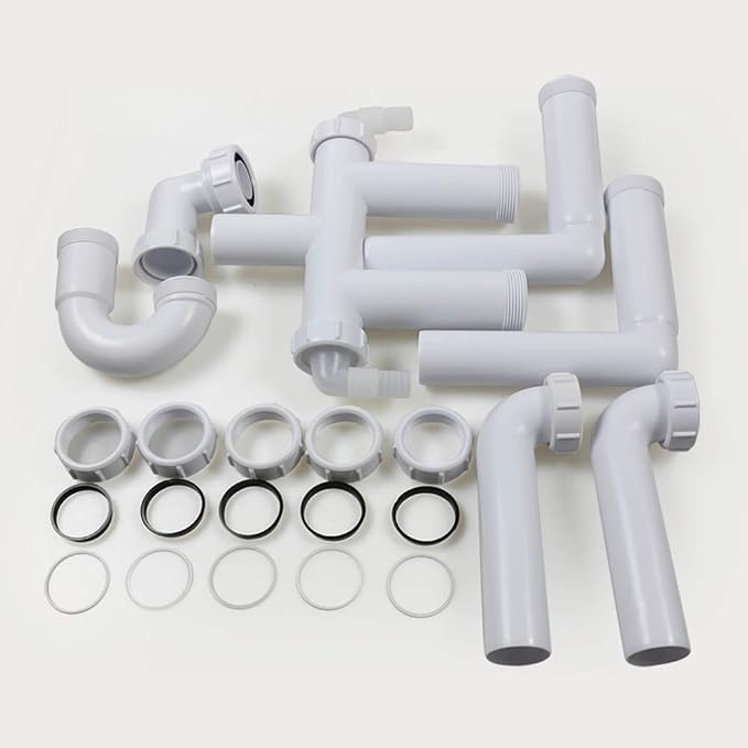 Talea Double Kitchen Sinks Drain Pipe Kit Drain Pipe Rear Hard Tube - Image 2