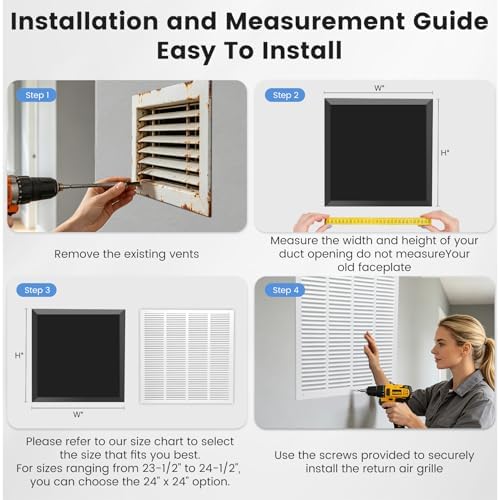 24" x 24" Return Air Grille Steel HVAC Vent Cover - Image 6
