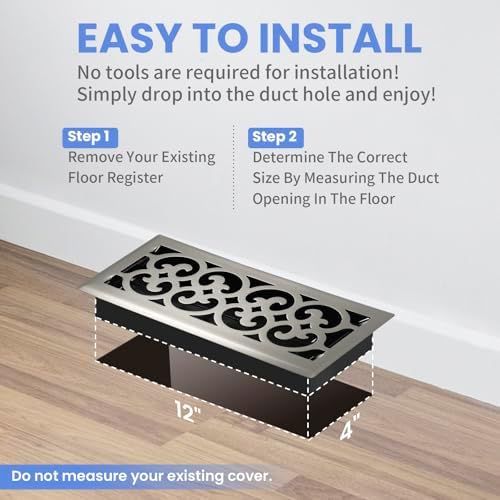 Howeall 4x12 Inches Heavy Duty Walkable Floor Register Easy Adjust Air Supply - Image 6