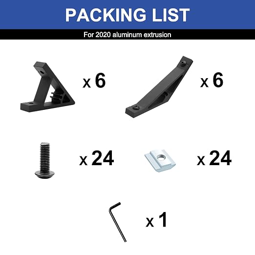 12 pcs Black 2020 45/135 Degree Angle Corner Bracket 2020 Extrusion Hardware - Image 3
