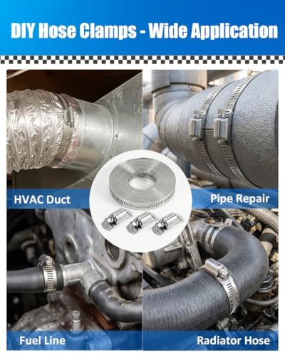 32.81FT Hose Clamp Band Kit, 304 Stainless Steel Worm Gear - Image 6