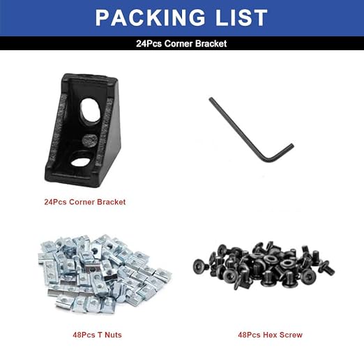 24pcs 2020 Aluminum Extrusion Corner Bracket Black - Image 3