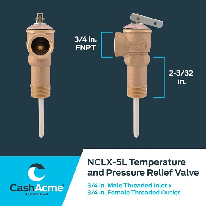 Cash Acme 3/4 Inch NCLX-5L Temperature and Pressure Relief Valve, Push to - Image 5