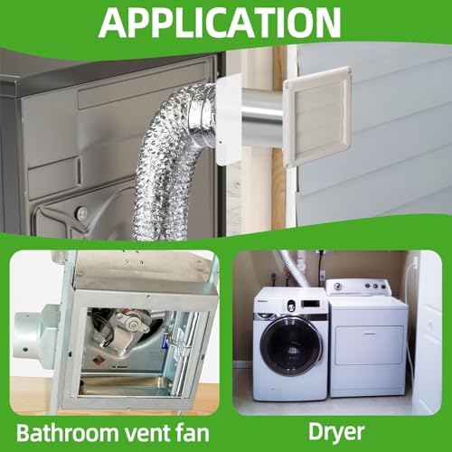 3"Dryer Vent Kit Through Wall w/Hose/Duct Connector/Wall Plate, 9ps Vent Kit - Image 7