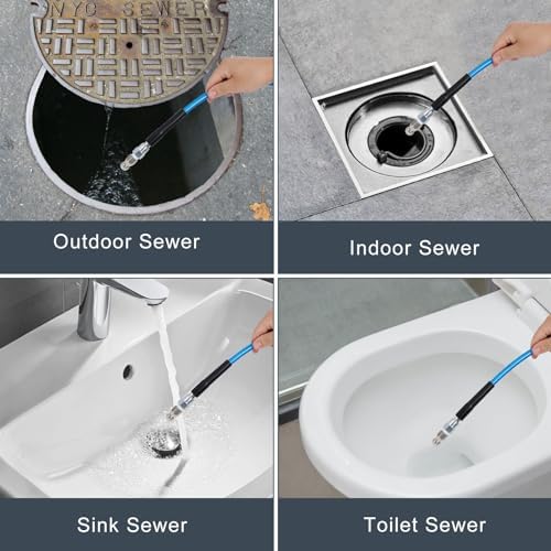150FT Sewer Jetter Kit for Pressure Washer 5800PSI Drain Cleaner - Image 3