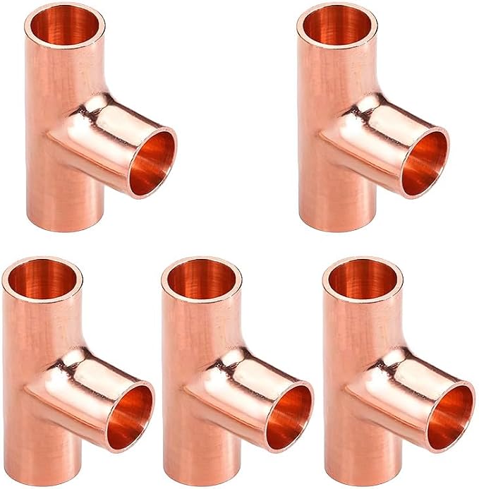 1/2" Copper Tee, Copper Three-Way Fitting Welding Joint, Sweat Solder Connection by ZOWZEA
