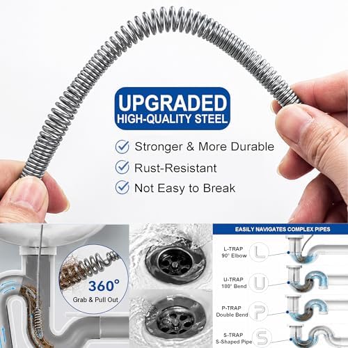 33 FT Drain Snake Auger, Heavy Duty Plumbing Snake - Image 4