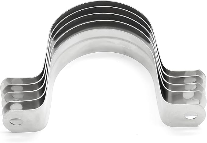10Pcs 1-3/4 Inch Stainless Steel Conduit Clamps | Two Hole Strap, U Bracket - Image 2