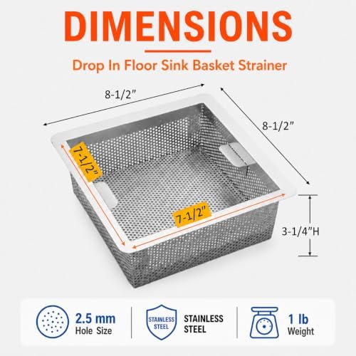 Leyso Stainless Steel Drop-in Floor Sink Strainer Basket Insert - Image 2