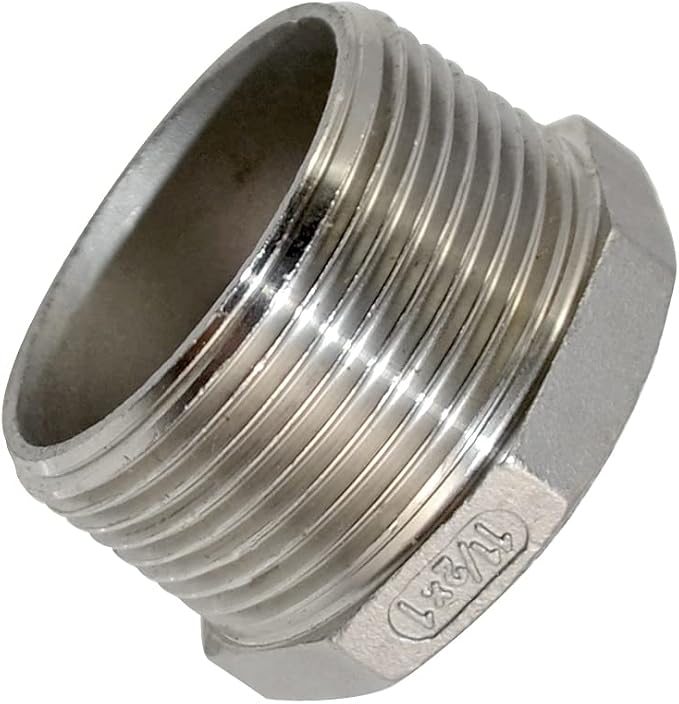 1-1/2" Male x 1" Female Thread Reducer Bushing Pipe Fitting, Stainless steel SS - Image 5