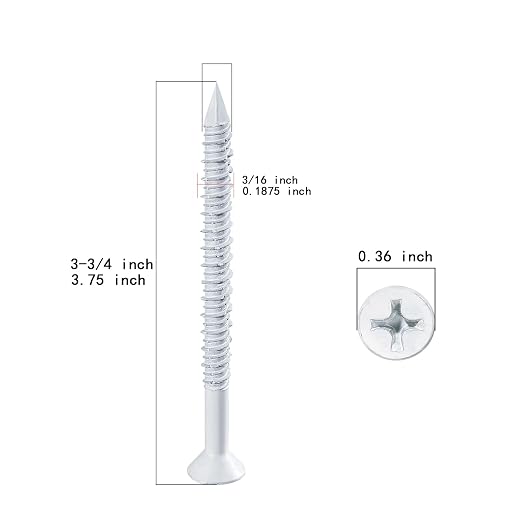 WenSilon 3/16" x3-3/4 White Concrete Screw Anchor White Flat Head - Image 2