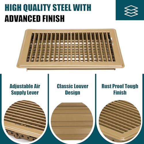 VOISEN Floor Register 6x10, 4 Pack Brown Floor Vent Covers - Image 5
