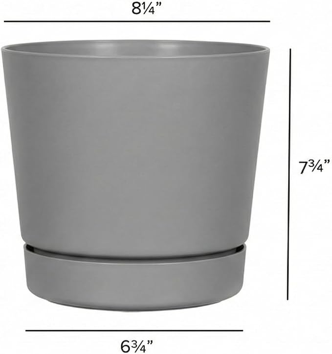 Root & Vessel Majestic Full Depth Round Cylinder Pot, Glossy Gray - Image 5