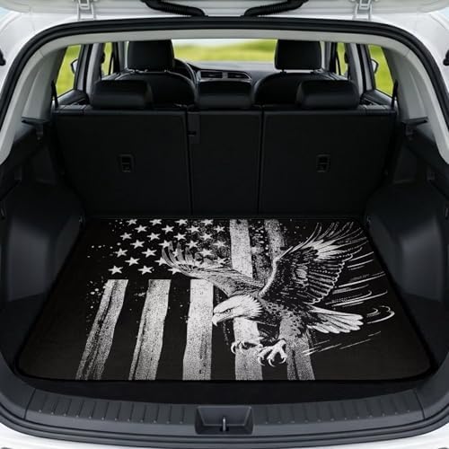 ELEQIN Black American Flag Eagle, Car Cargo Liner, All Weather Heavy Duty Trunk by ELEQIN