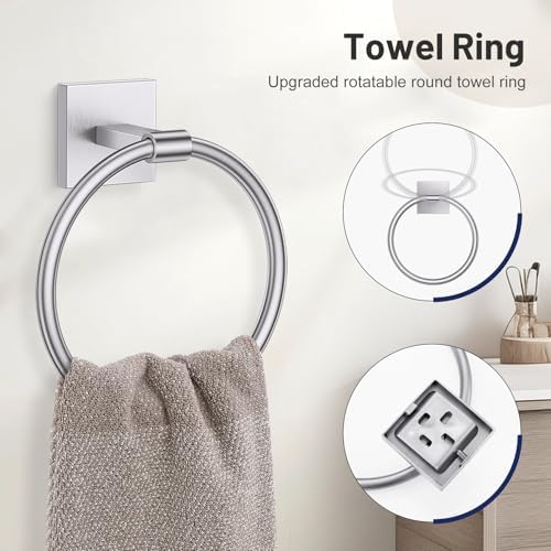 Towel Ring Set 4 Piece Bathroom Hardware Set Includes Towel Ring 2 Towel Hooks - Image 3