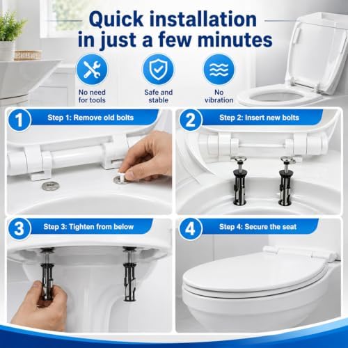 2027 New Toilet Seat Bolt, Heavy Duty Toilet Seat Fastener Bolt Kit Waterproof - Image 4
