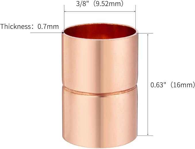 Straight Coupling Copper Fittings 3/8 Inch Copper Pipe Welding Joint Connector - Image 2