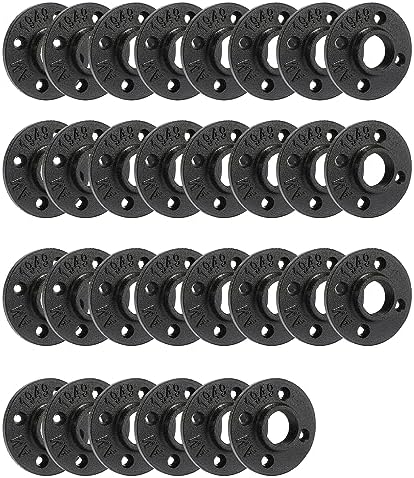 Heavy Duty 3/4" Black Floor Flange, Home TZH 30 Pack Malleable iron Pipe Flange by HomeTZH