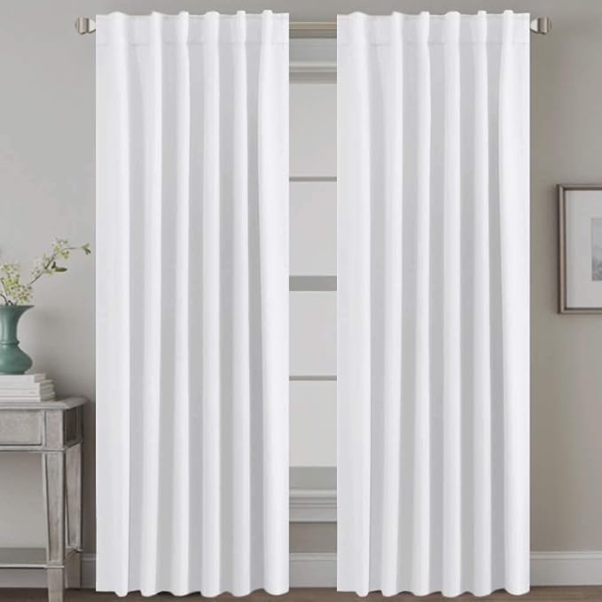 H.VERSAILTEX Back Tab White Curtains 90 Inch Long by HVERSAILTEX