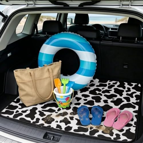 Black Cow Print Liner for SUV Sedan 29"x39" - Image 2