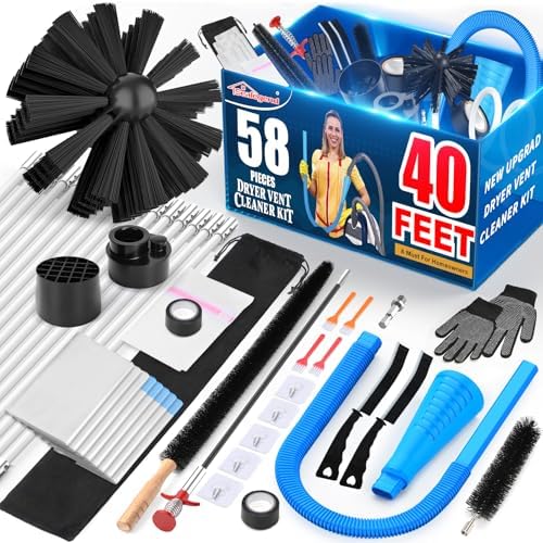 Sealegend 58-Pieces 40-Feet Dryer Vent Cleaner Kit, Dryer Cleaning Tools by Sealegend