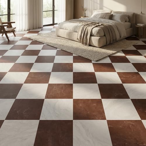 Peel and Stick Floor Tiles, 30 Sq.Ft, Light Red Marble - Image 2