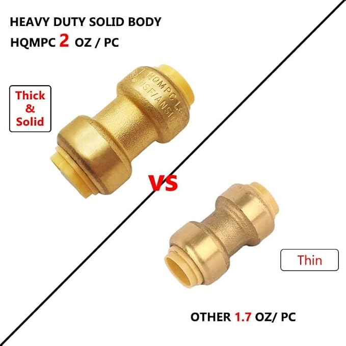 Push Fit PEX Fittings Straight Coupling 1/2", Push-to-Connect Copper, No Pb - Image 2