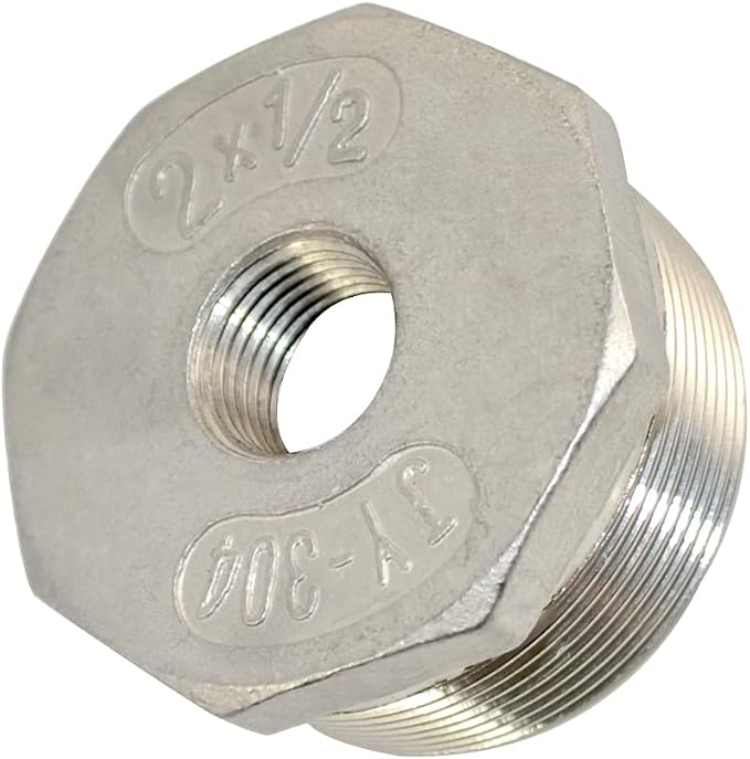 2" Male x 1/2" Female Female Thread Reducer Bushing Pipe Fitting, Stainless by DANSPEEDBALLVALUES
