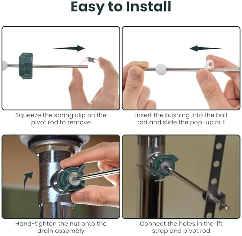 Enhon 2 Pack Lavatory Pop up Center Piece Assembly, Sink Pivot Rod Replacement - Image 6