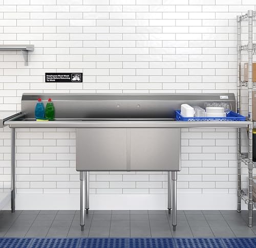 KoolMore 84 in. 18-Gauge 2-Compartment Commercial Sink - Image 4