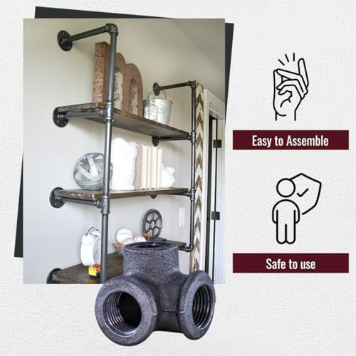 3/4" 3-WAY ELBOW: Industrial Threaded Black Iron Pipe Fittings; Natural - Image 4
