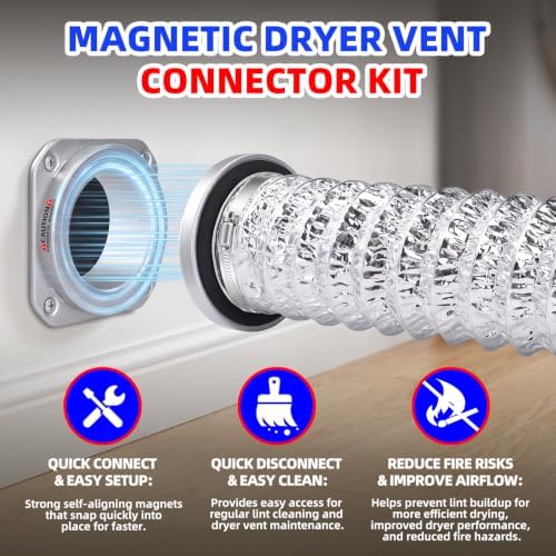 Magnetic Dryer Vent Connector Kit Dryer Vent Attachment Coupling Kit - Image 3