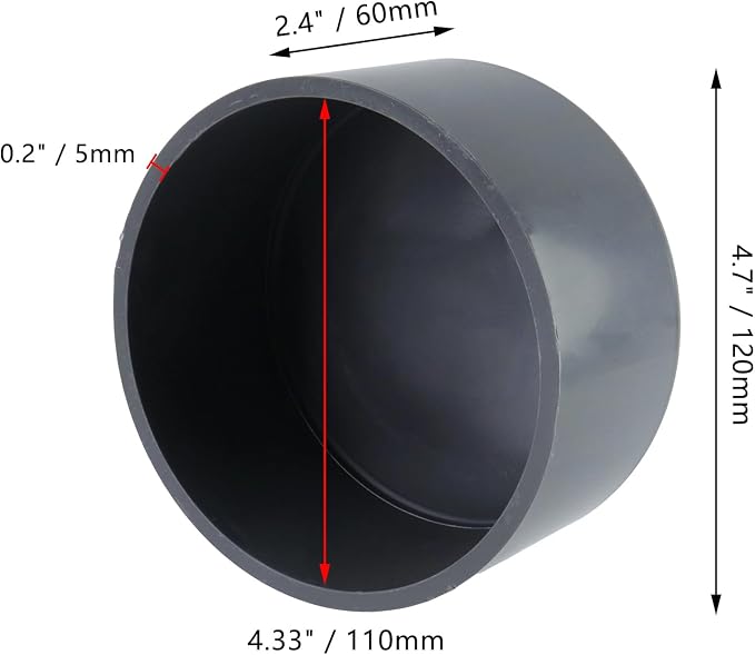 4.3" PVC Pipe End Cap Fitting, Pipe Plug Socket Fittings - Image 2