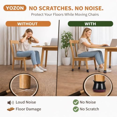 YOZON Chair Leg Floor Protectors Felt Silicone Caps Strengthen Bottom - Image 5