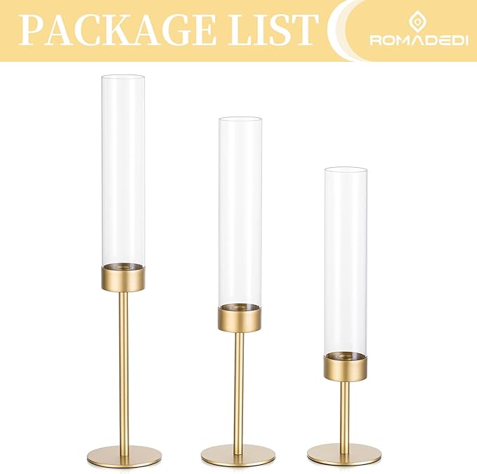 Romadedi Glass Hurricane Candle Holders - Image 7