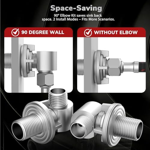 HURRAN Wall Mount Commercial Faucet Installation Kit-1/2" NPT Connector Adapter - Image 3