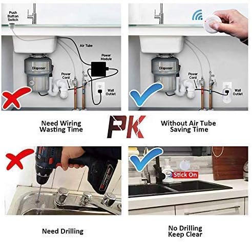 Garbage Disposal Wireless Switch Kit No Drilling On Sink Top, Remote Control - Image 3