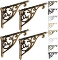 Shelf Brackets 8 Inch 4PCS Heavy Duty Antique Brass Wall Bracket Baroque by khtumeware