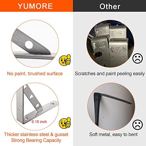 YUMORE 8 Inch Shelf Bracket, Heavy Duty L Bracket, 2 Pack - Image 3