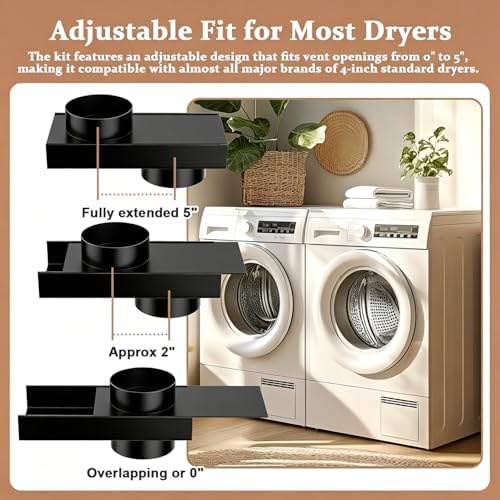 Periscope Dryer Vent, 0-5" Telescoping Dryer Vent Stainless Steel Adjustable - Image 2