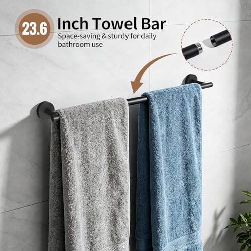 Wall Mounted Matte Black Bathroom Hardware Accessories Set - Image 3