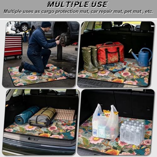 Rooster Floral Camping Trunk Mat 29"x39" - Image 3