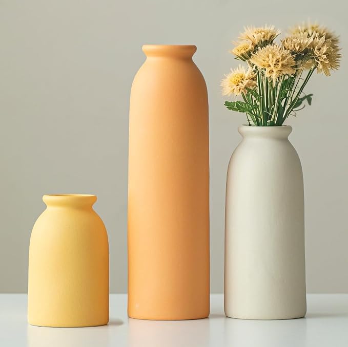 10.4 inches Tall Decorative Ceramic Vase Set, 3 Pieces, 10 inches Nordic Modern by TINCTOTNICVase