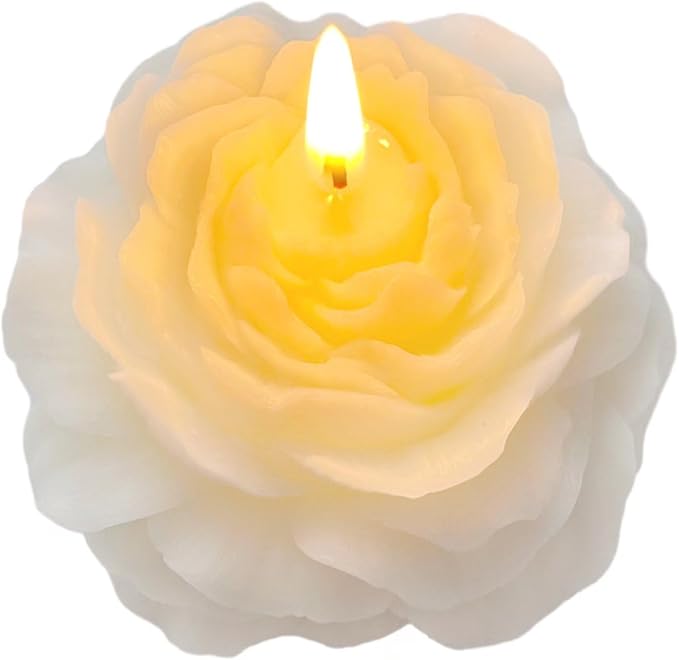 White Peony Flower Shape Candles by Peytanger