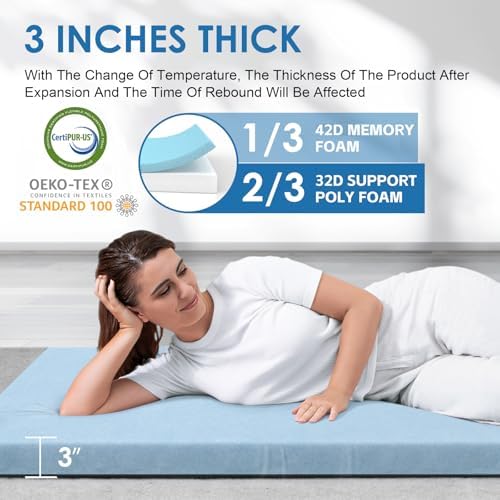 KingChii CertiPUR-US Memory Foam Camping Mattress, Portable Roll Up Travel Car - Image 2