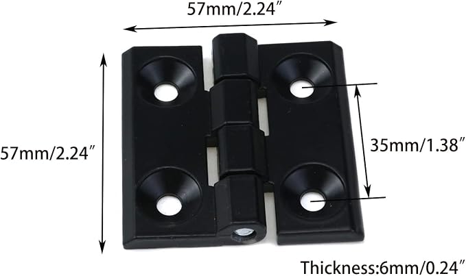 Woogim 4PCS Black Heavy Duty Cabinet Door Hinges 2.24"×2.24" | Reinforced Ball - Image 2