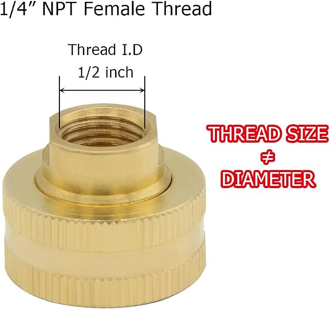 Hooshing 3PCS Garden Hose Adapter 1/4" NPT Female to 3/4" GHT Female Thread | - Image 2