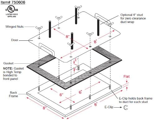 6" x 6" Flat Grease Duct Access Door - Image 2