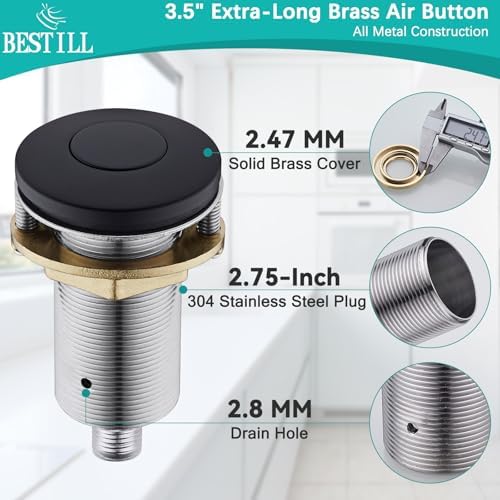 BESTILL All Metal Garbage Disposal Air Switch Kit Dual Outlet, UL Listed Long - Image 2